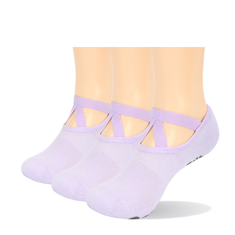YUEDGE 3 Pairs Breathable Silicone Anti-slip Cotton Towel Bottom Yoga Sock Dance Ballet Socks Training Socks